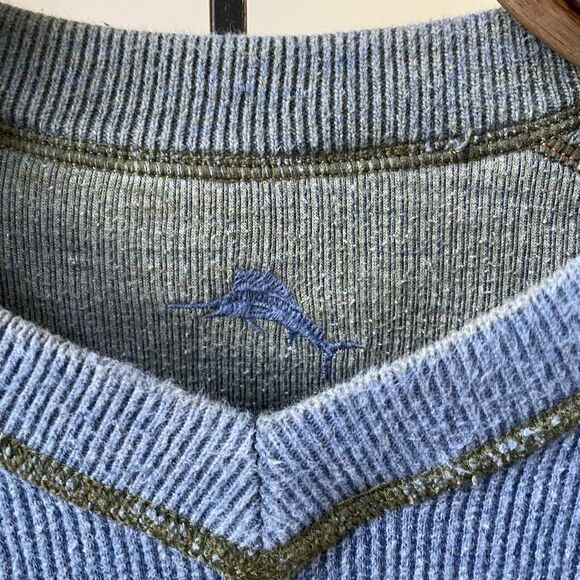 Tommy Bahama Reversible Green Blue Vneck Sweater XL - Picture 7 of 11